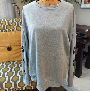 Oversized Sweatshirt with Paw Print Sleeves